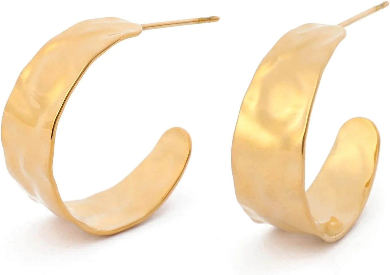 18K Real Gold Plated Hoop Earrings for Women Trendy Chunky Gold Earrings Stainless Steel Gold Open Hoop Jewelry Gift for Wife Girlfriend