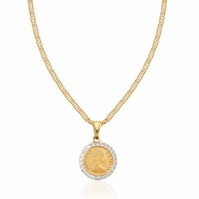 Exclusive Adornment Celebration Accessory 18K Gold Plated 2 Tone Coin Pendant Necklace