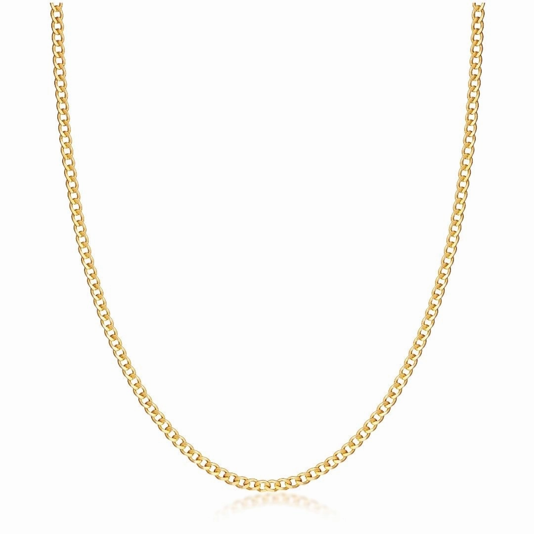 Wedding Moment Wonderful Adornment 18K Gold Plated 3mm Cuban Link Necklace