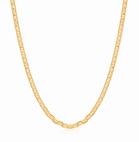 Polished Style Holiday Style 18K Gold Plated 3mm Flat Mariner Necklace