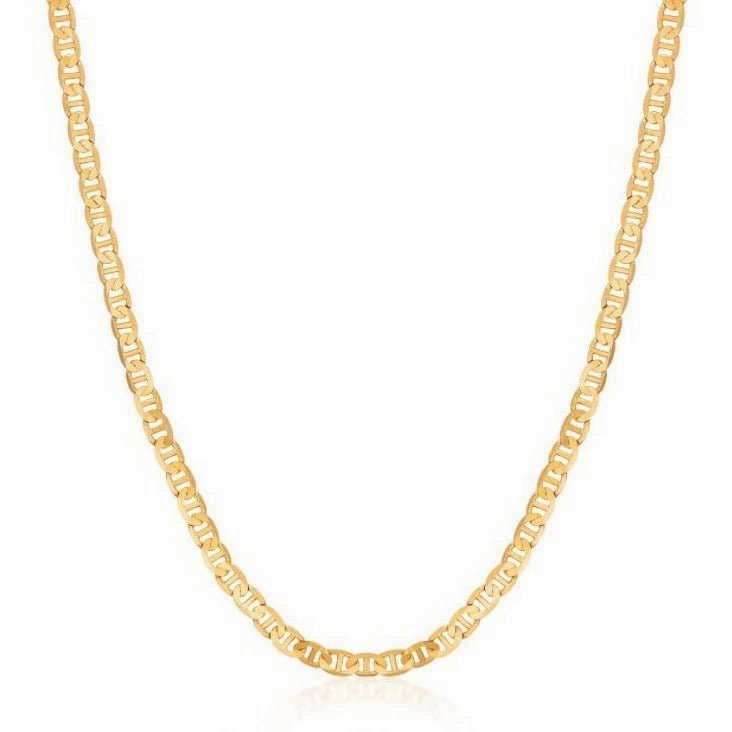 18K Gold Plated 4.5mm Flat Mariner Necklace Fine Gift Bold Feature