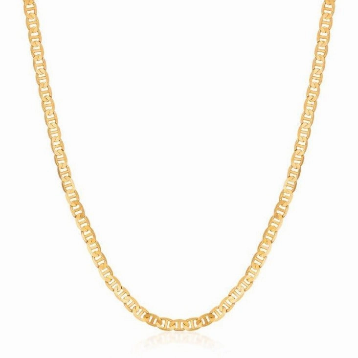 Exclusive Present Magnificent Item 18K Gold Plated 4.5mm Flat Mariner Necklace