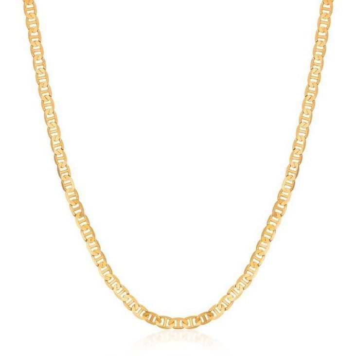 18K Gold Plated 4.5mm Flat Mariner Necklace Unique Style