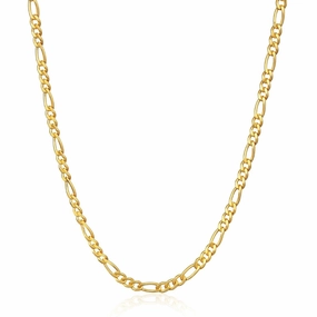 18K Gold Plated 4mm Figaro Chain Necklace Home Style Travel Ready