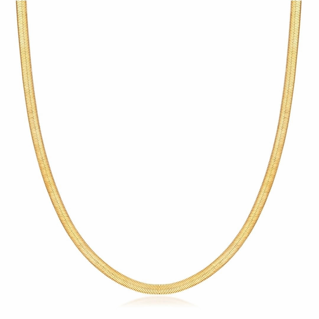 18K Gold Plated 4mm Herringbone Necklace Great Item