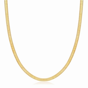 Lightweight Adornment Satin Adornment 18K Gold Plated 4mm Herringbone Necklace