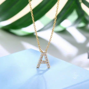 Vintage design 18K Gold Plated Cubic Zirconia Monogram Necklace