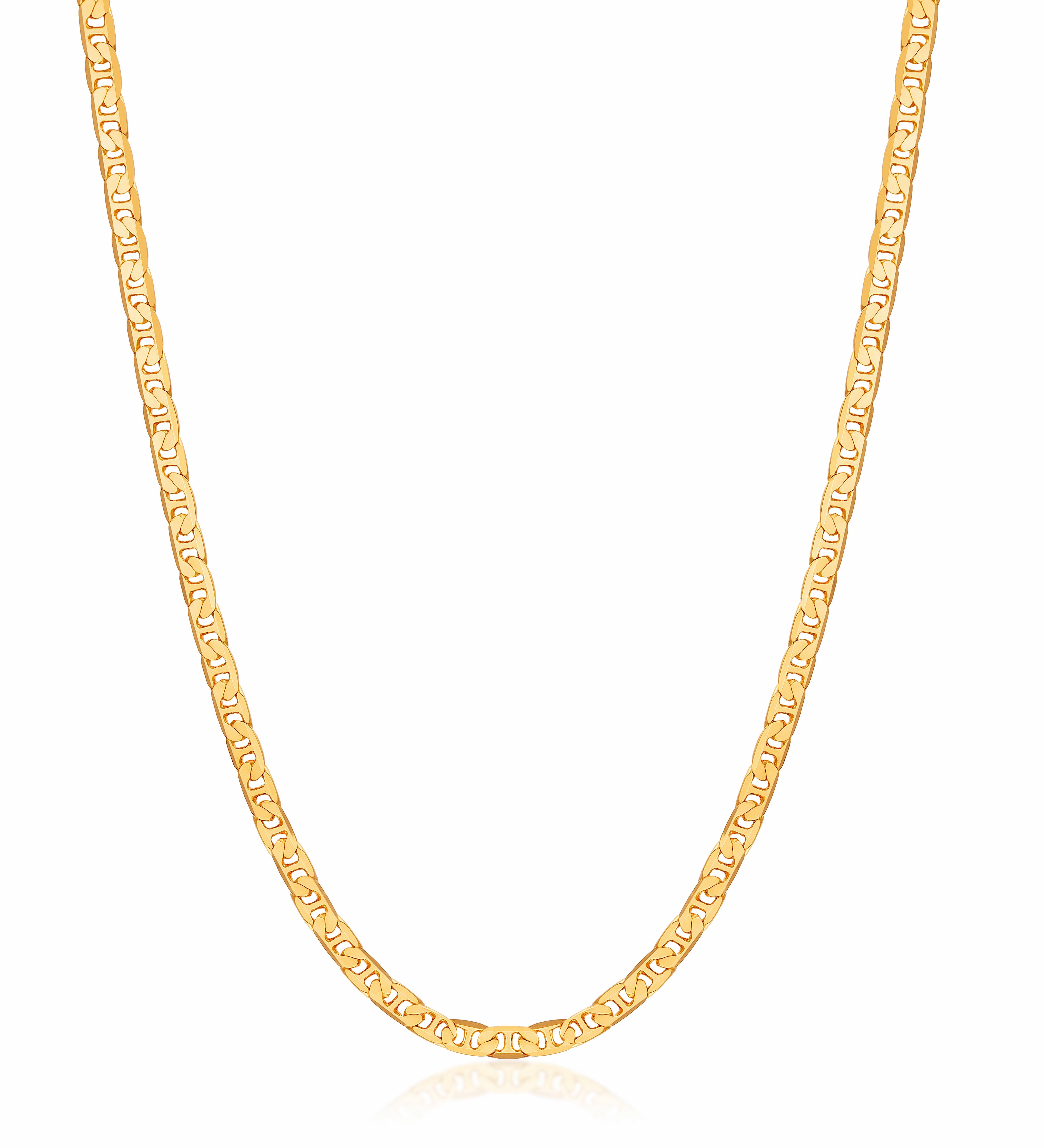 18k Gold Plated Flat Mariner 3.5MM Chain Necklace Formal Event Piece