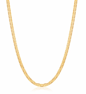 18k Gold Plated Flat Mariner 3.5MM Chain Necklace Fine Adornment
