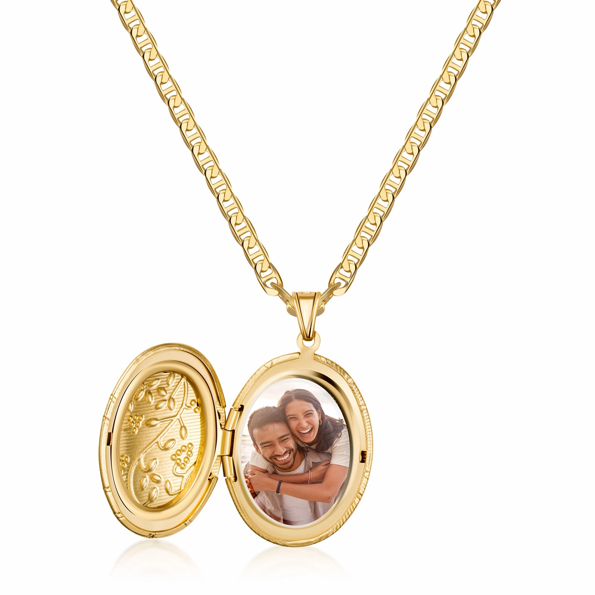 18k Gold Plated Floral Detail Locket Pendant with Necklace Superb Accessory