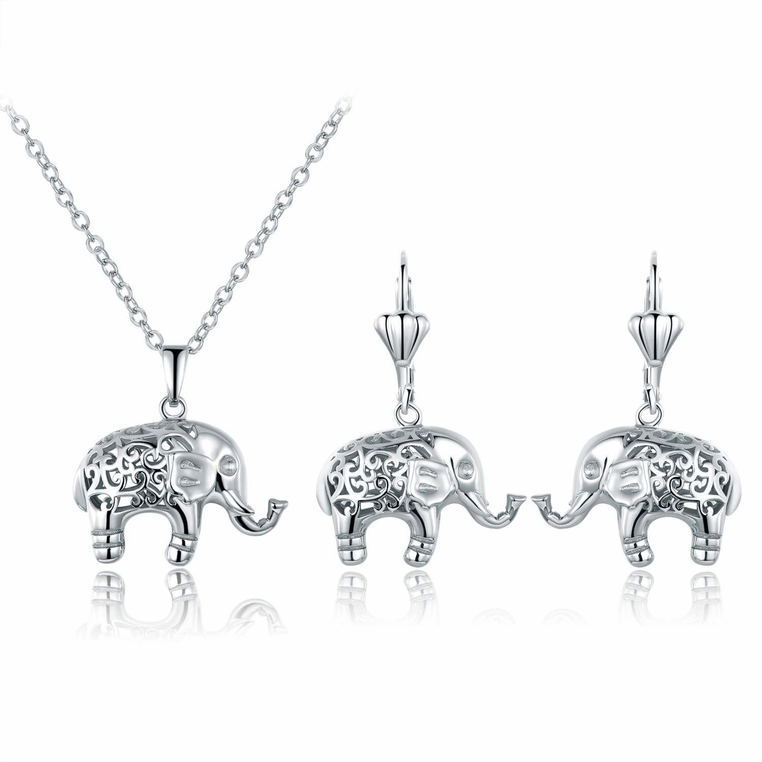Chic Night 18K Gold Plated Good Luck Elephant Necklace and Earring Set