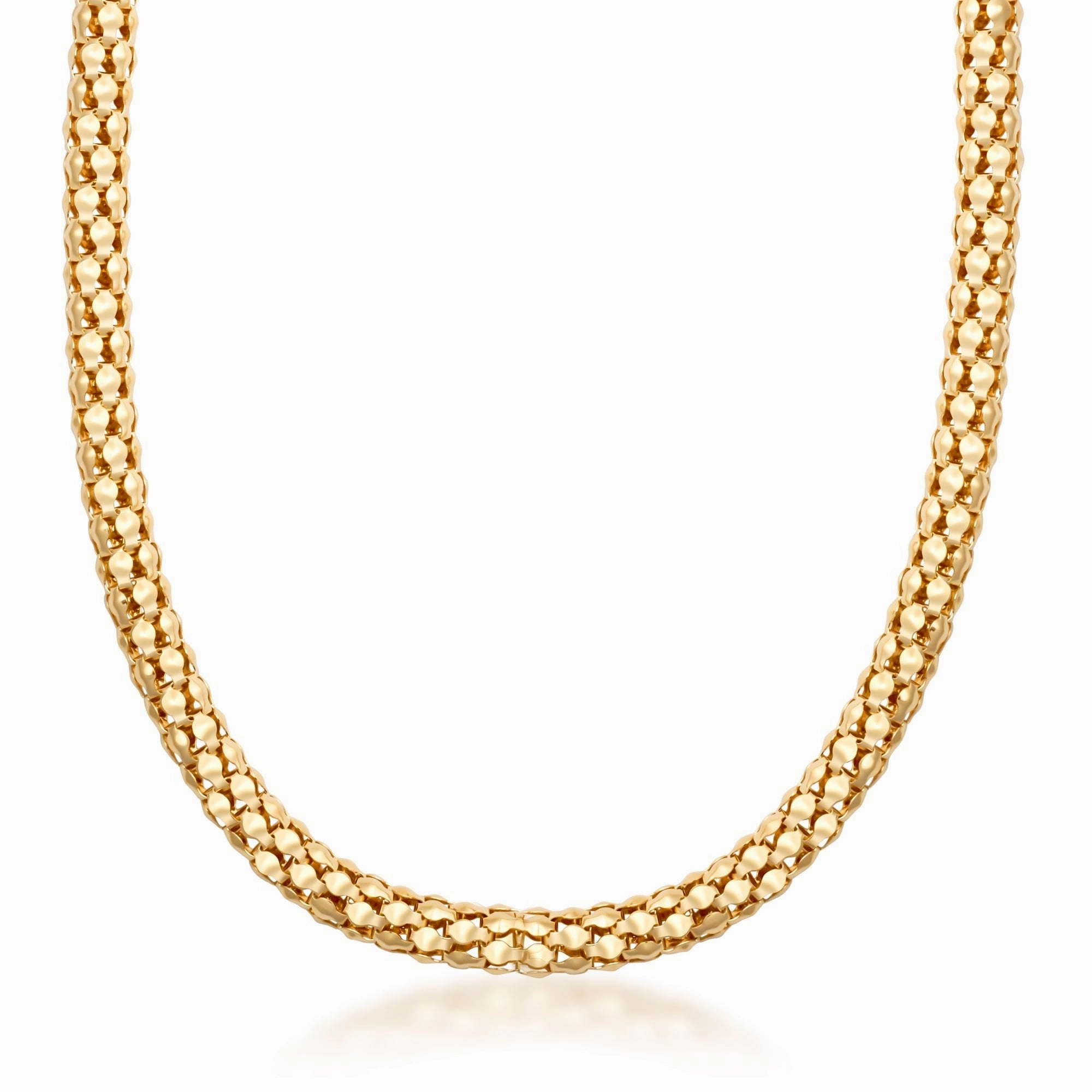 Exclusive Design Vintage Edge 18k Gold Plated Italian Popcorn link Necklace