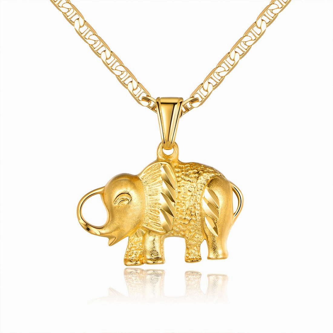 Exquisite Gift Tribal Item 18K Gold Plated Lucky Elephant Pendant Necklace