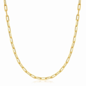 18K Gold Plated Paperclip link Chain Necklace For Boss Layered Look