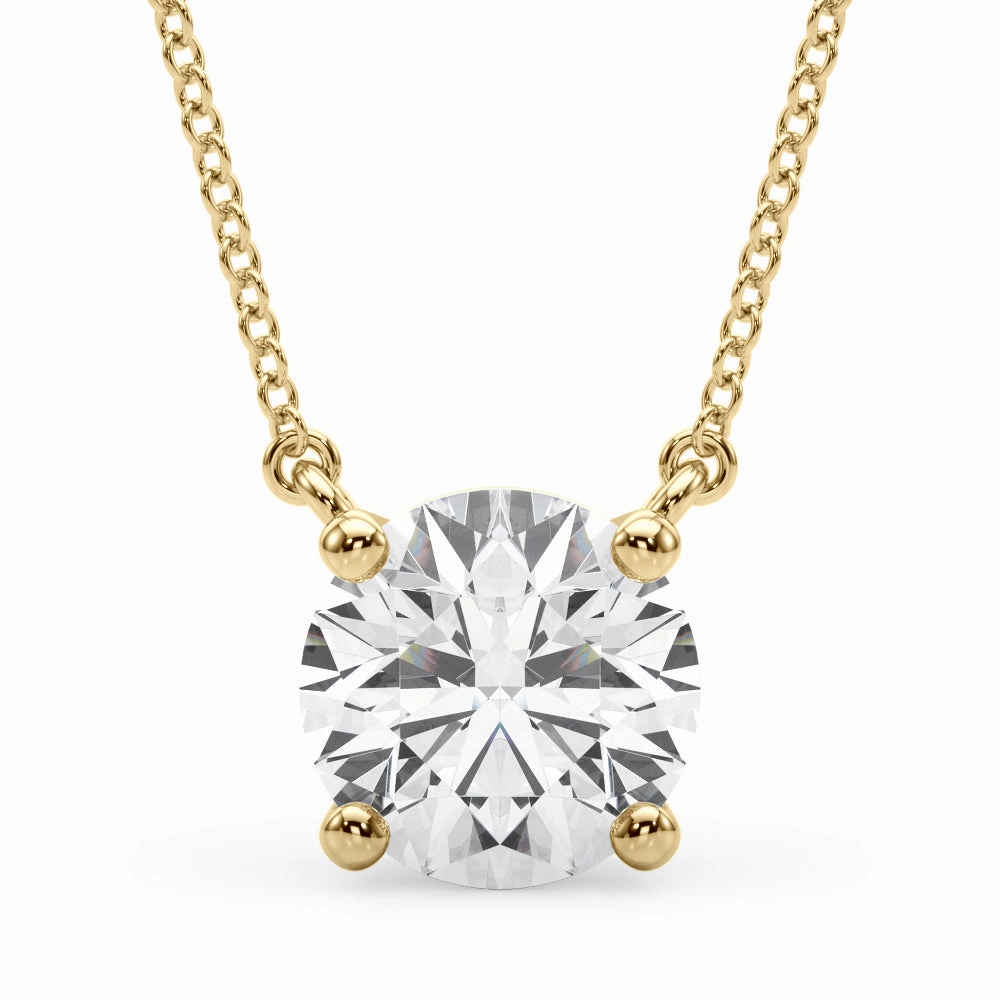 Short Item 1.0 CT Round Diamond Solitaire Pendant
