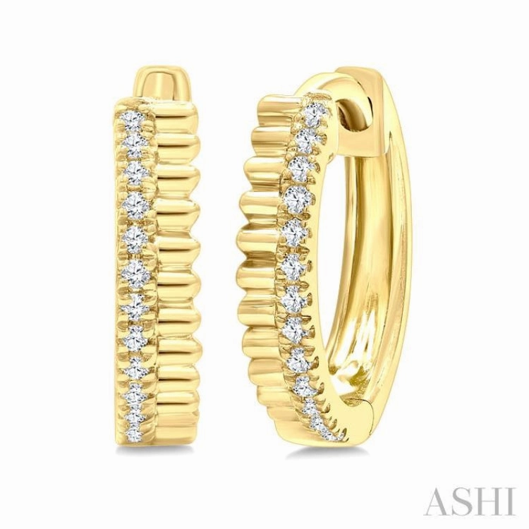 Elegant Silhouette 1/10 Ctw Fluted Single Cut Diamond Petite Huggie Earrings in 10K Yellow Gold