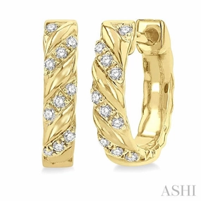 1/10 ctw Half Twirl Round Cut Diamond Huggie Petite Earrings in 10K Yellow Gold Radiant Piece Bold Form