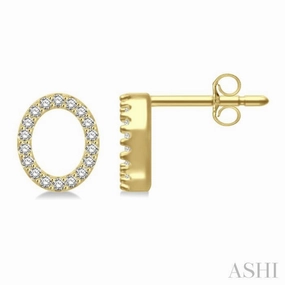 Fashion Glow Soft Features 1/10 Ctw Initial 'O' Round Cut Diamond Earrings in 10K Yellow Gold