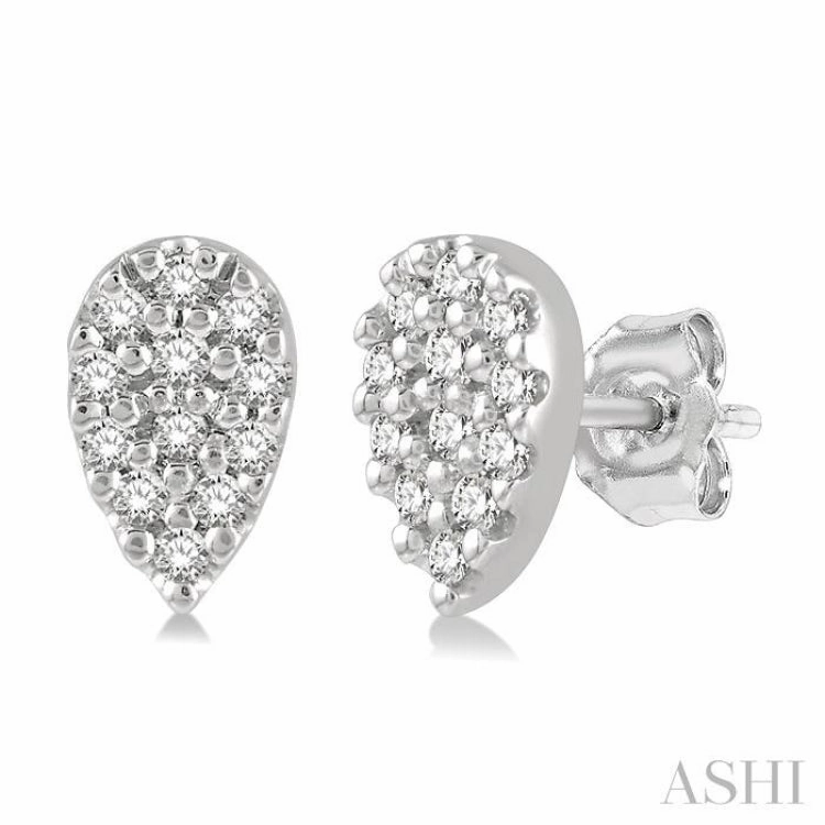 1/10 Ctw Pear Shape Round Cut Diamond Petite Earring in 10K White Gold Detail Pop Elegant Embellishments