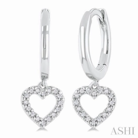 Cool Finish 1/10 Ctw Petite Heart Shape Round Cut Diamond Fashion Huggies Earrings in 10K White Gold