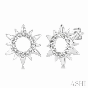 1/10 ctw Petite Sun Round Cut Diamond Fashion Stud Earring in 10K White Gold Sophisticated Shine