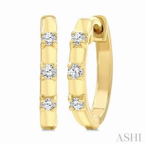 1/10 Ctw Round Cut Diamond Petite Huggie Earrings in 10K Yellow Gold Minimalist Piece Shiny Features