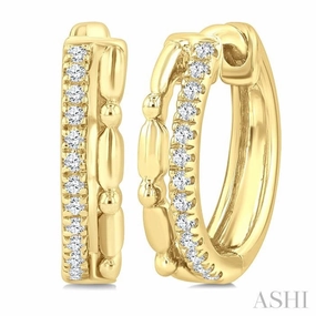 Gift For Him High-End Quality 1/10 Ctw Single Cut Diamond Bead Petite Huggie Fashion Earrings in 10K Yellow Gold