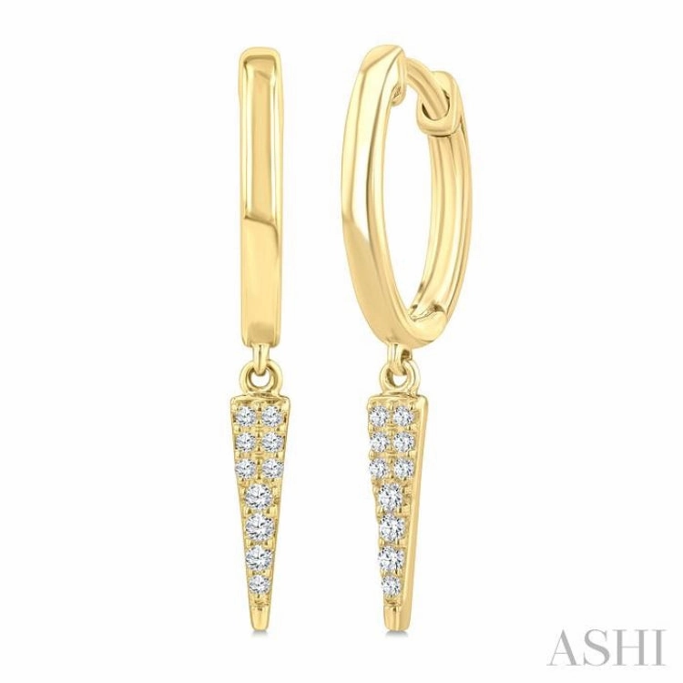 1/10 Ctw Single Cut Diamond Spike Petite Huggie Earrings in 10K Yellow Gold Fashion Finish Sleek Radiance