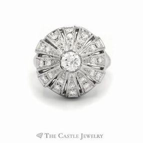 Featured Item Durable Craft 1.15CTTW Domed Ballerina Ring with Round Diamonds in 14KT White Gold