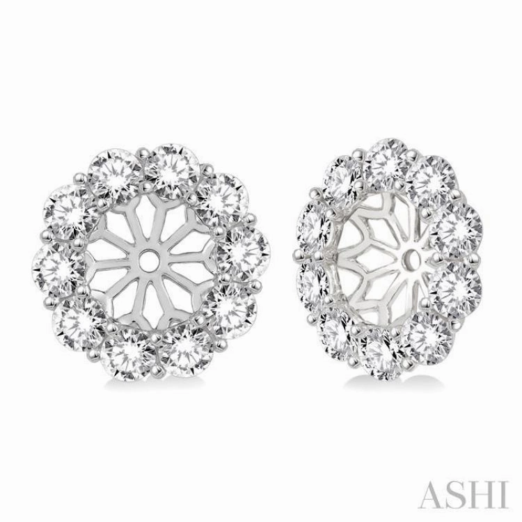 1 1/2 ctw Round Cut Diamond Earring Jacket in 14K White Gold Dazzling Touch