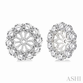 1 1/2 ctw Round Cut Diamond Earring Jacket in 14K White Gold Dazzling Touch