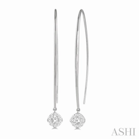 Delicate Vibe Lustrous Edge 1/2 Ctw Cushion Shape Lovebright Round Cut Diamond Earring in 14K White Gold