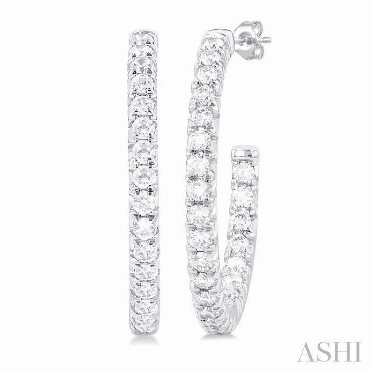 1/2 Ctw French Pave Set Round Cut Diamond Fashion Half Hoop Earring in 14K White Gold Sunset Style Vibrant Accessories