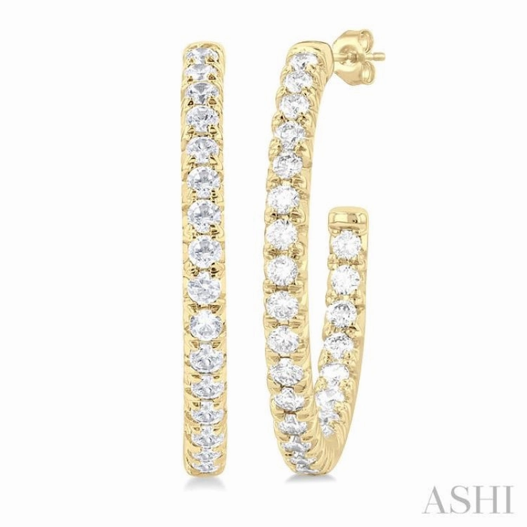 1/2 Ctw French Pave Set Round Cut Diamond Fashion Half Hoop Earring in 14K Yellow Gold Stylish Gift