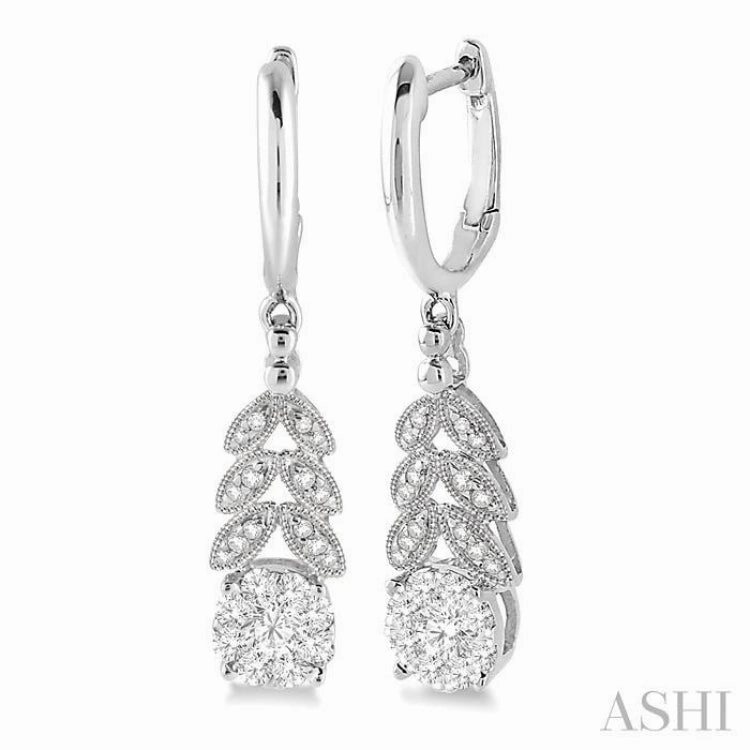 1/2 Ctw Lovebright Round Cut Diamond Earrings in 10K White Gold Golden Light Subtle Beauty