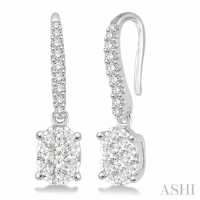 1/2 Ctw Oval Shape Diamond Lovebright Earrings in 14K White Gold Glow Detail Fashion Accessories