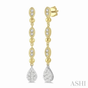 1/2 Ctw Pear & Marquise Lovebright Round Cut Diamond Earrings in 14K Yellow and White Gold Chic Element