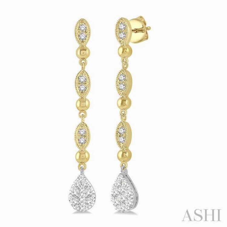 1/2 Ctw Pear & Marquise Lovebright Round Cut Diamond Earrings in 14K Yellow and White Gold Chic Element