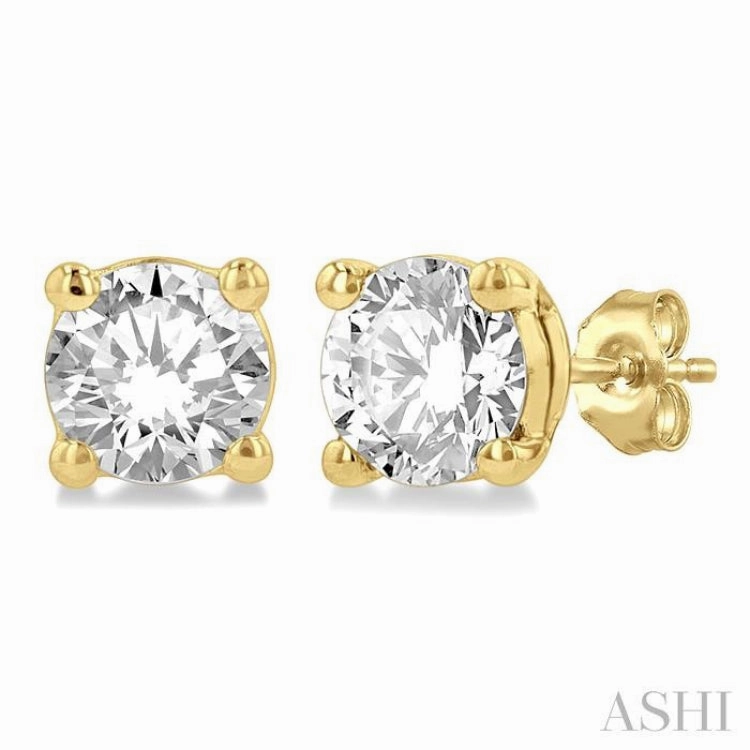 Gleaming Glow 1/2 ctw Round Cut Diamond Stud Earring in 14K Yellow Gold