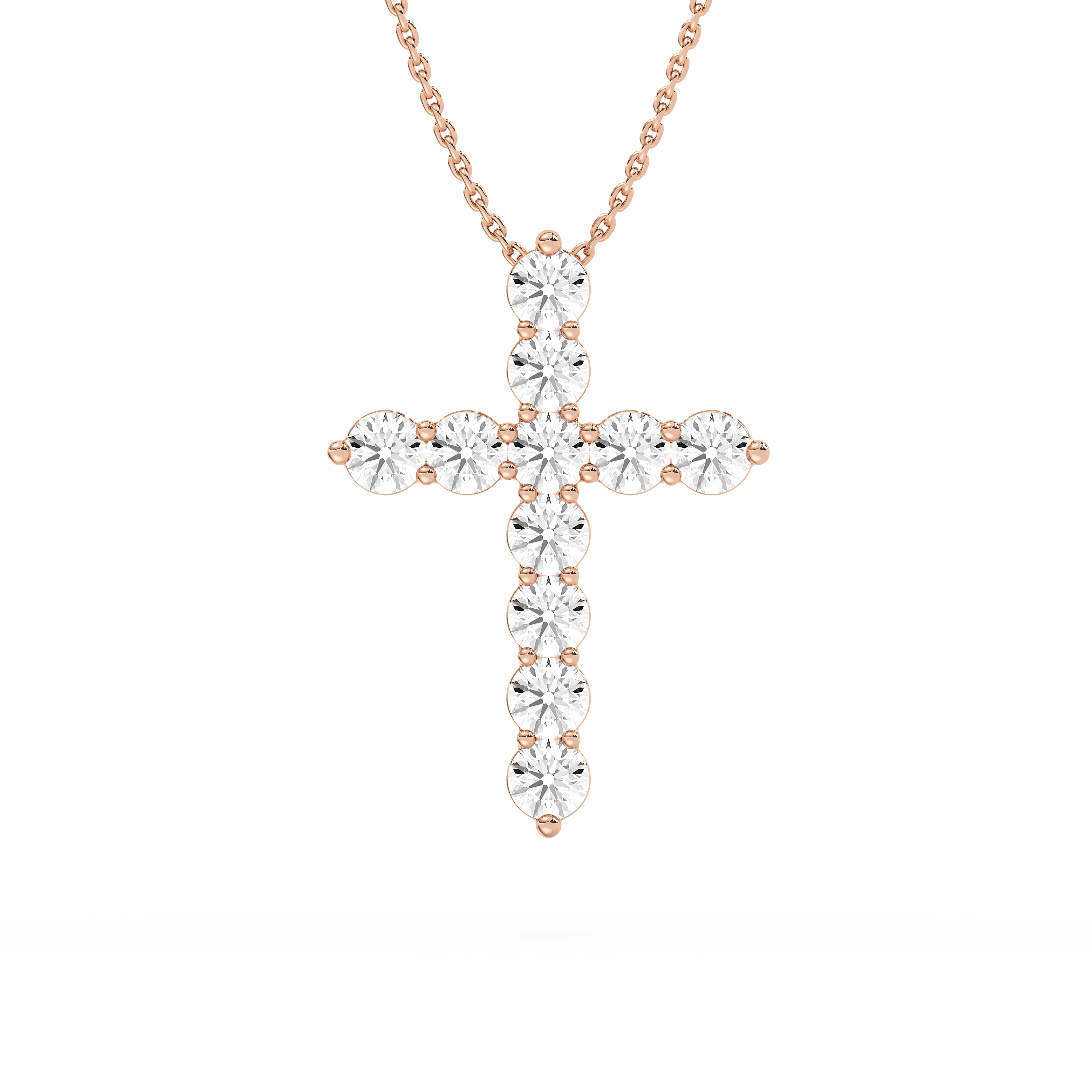Fashion Sense 1/2 ctw Round Lab Grown Diamond Shared Prong Cross Pendant  - 18 Inches