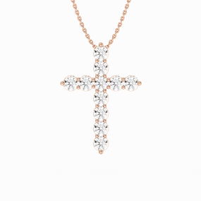 1/2 ctw Round Lab Grown Diamond Shared Prong Cross Pendant  - 18 Inches Special Accent Delicate Feature