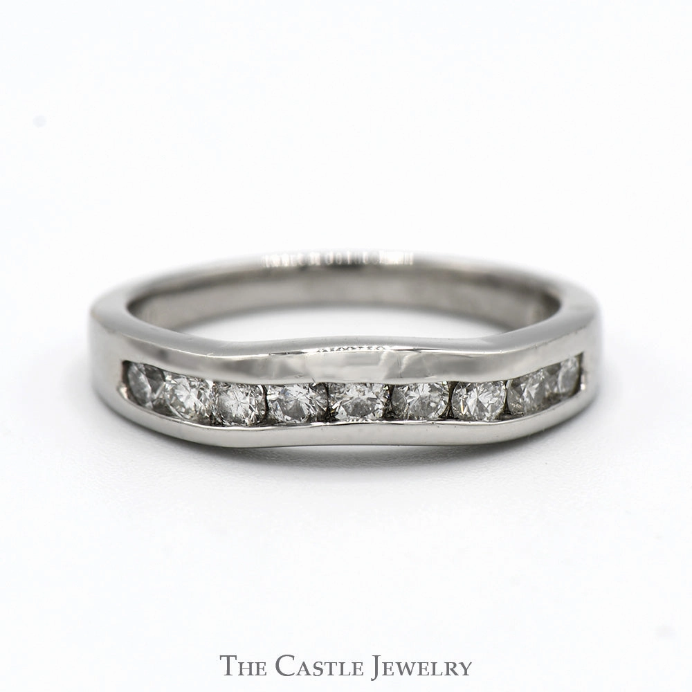1/2cttw Curved Channel Set Diamond Wedding Band in Platinum Pure Form Classic Insignia