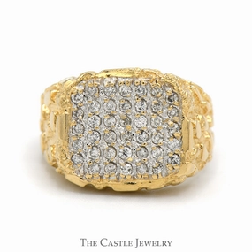 Everyday Sparkle 1/2cttw Diamond Cluster Ring with Nugget Sides in 14k Yellow Gold