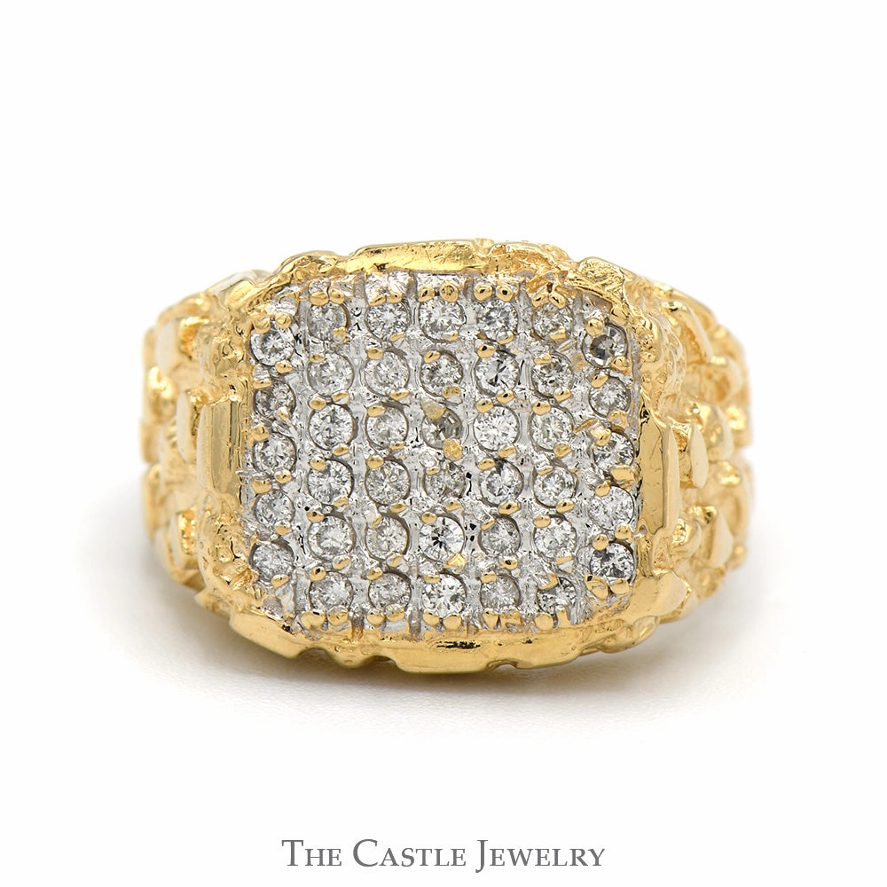 Everyday Sparkle 1/2cttw Diamond Cluster Ring with Nugget Sides in 14k Yellow Gold