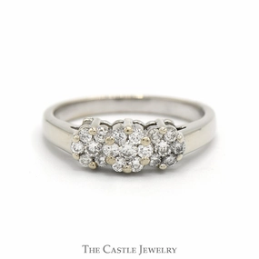 1/2cttw Triple Round Diamond Cluster Ring in 14k White Gold Tangible Goods