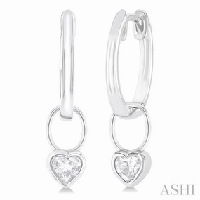 Pure Brilliance Vibrant Glam 1/3 ctw Bezel Set Heart Cut Diamond Huggie Earrings in 10K White Gold