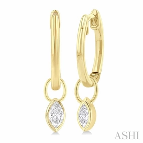 1/3 Ctw Bezel Set Marquise Cut Diamond Huggie Earrings in 14K Yellow Gold Lifestyle Match