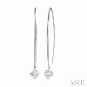 Glam Vibes 1/3 Ctw Cushion Shape Lovebright Round Cut Diamond Earring in 14K White Gold