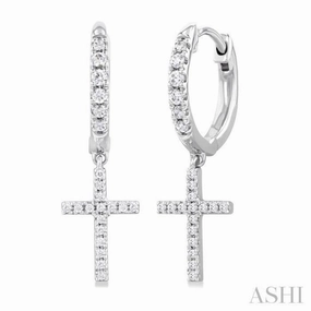 1/3 Ctw Petite Cross Round Cut Diamond Fashion Huggies in 10K White Gold Luxury Choice