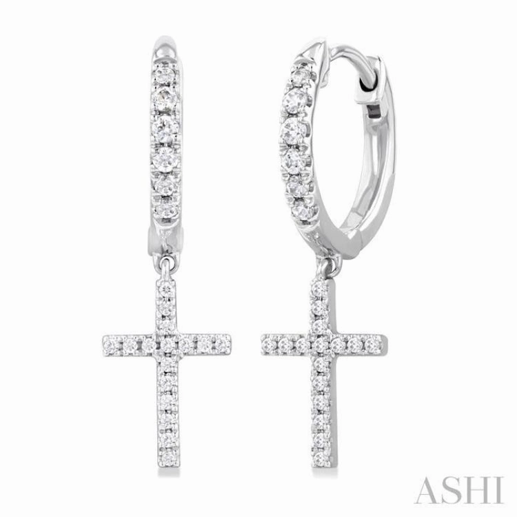 1/3 Ctw Petite Cross Round Cut Diamond Fashion Huggies in 10K White Gold Luxury Choice